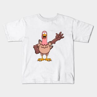 Waving Cartoon Turkey Kids T-Shirt